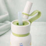Cream Green Bow & Star Jumbo Straw Series Stainless Steel Water Bottle fot kids, Teens and Adults, 700 ml