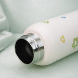 Cream Green Bow & Star Jumbo Straw Series Stainless Steel Water Bottle fot kids, Teens and Adults, 700 ml