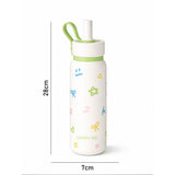 Cream Green Bow & Star Jumbo Straw Series Stainless Steel Water Bottle fot kids, Teens and Adults, 700 ml