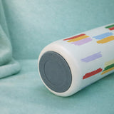 Cream Purple Brush stroke Jumbo Straw Series Stainless Steel Water Bottle for kids, Teens and Adults, 700 ml