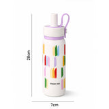 Cream Purple Brush stroke Jumbo Straw Series Stainless Steel Water Bottle for kids, Teens and Adults, 700 ml
