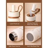 Cream Brown cake design Jumbo Straw Series Stainless Steel Water Bottle for kids, Teens and Adults, 700 ml