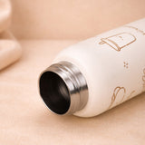 Cream Brown cake design Jumbo Straw Series Stainless Steel Water Bottle for kids, Teens and Adults, 700 ml