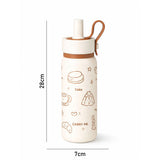 Cream Brown cake design Jumbo Straw Series Stainless Steel Water Bottle for kids, Teens and Adults, 700 ml