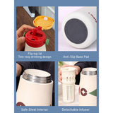 Cream & Red pattern Moo series insulated thermos Bottle with detachable filter for Kids and Adults, 600ml