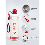 Cute Rabbit, Red ball Lid Series, Stainless Steel Tumbler and Water Bottle for Kids & Adults, 650ml