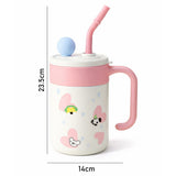 Doggy with Pink Hearts, Cupstyle Series Stainless Steel Tumbler Bottle with detachable infuser for kids, Teens and Adults, 620 ml