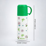 Green Checks Cup Lid Design, Sleek Stainless Steel Thermos & Water Bottle for Kids, 350ml