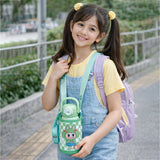 Green checks Labubu with Matching Cover Stainless Steel Water Bottle for Kids, 500 ml