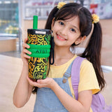 Green Doodle Fluorescent series Stainless Steel Tumbler and Water Bottle for Kids and Adults, 550ml