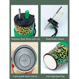 Green Doodle Fluorescent series Stainless Steel Tumbler and Water Bottle for Kids and Adults, 550ml