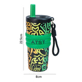 Green Doodle Fluorescent series Stainless Steel Tumbler and Water Bottle for Kids and Adults, 550ml