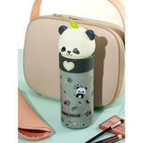 Grey Panda Head Stainless Steel Thermos Water Bottle, 350 ml