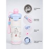 Happy Dog, Pink Ball Lid Series, Stainless Steel Tumbler and Water Bottle for Kids & Adults, 650ml