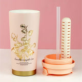 Lily Pink Stainless Steel premium Insulated Detox Infuser Bottle with Tea and Fruit Infuser attachment, 520ml