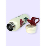 Maroon Floral Flask Water Bottle, 600ml