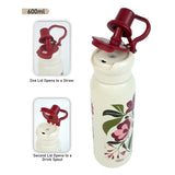 Maroon Floral Flask Water Bottle, 600ml