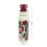 Maroon Floral Flask Water Bottle, 600ml