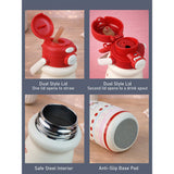Red Lid, Happiness  series, Stainless Steel Water Bottle for kids, 520ml