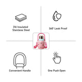 Party Hat Puppy Pink Stainless Steel premium insulated water Bottle, 800ml