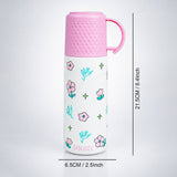 Pink Checks Cup Lid Design, Sleek Stainless Steel Thermos & Water Bottle for Kids, 350ml