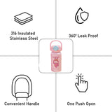 Pink checks Labubu with Matching Cover Stainless Steel Water Bottle for Kids, 500 ml