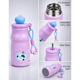 Pink Cat, Fruit Pop Series, sleek Stainless Steel Water Bottle with Infuser attachment for Kids, 400ml