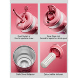 Pink Hearts, Bubble Lid series, with detachable infuser Stainless Steel Kids Tumbler Water Bottle, 680ml