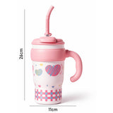 Pink Hearts, Bubble Lid series, with detachable infuser Stainless Steel Kids Tumbler Water Bottle, 680ml