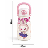 Pink Handle Labubu Printed  Handle Stainless Steel Kids Water Bottle, 500ml