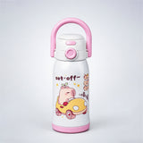 Pink Lid, Set Off Capybara Series, Stainless Steel Water Bottle for Kids, 600ml