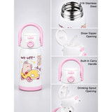 Pink Lid, Set Off Capybara Series, Stainless Steel Water Bottle for Kids, 600ml