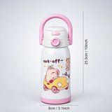 Pink Lid, Set Off Capybara Series, Stainless Steel Water Bottle for Kids, 600ml