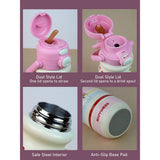 Pink Lid, Happiness  series, Stainless Steel Water Bottle for kids, 520ml