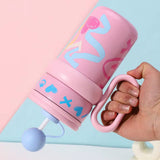 Pink Pastel XOXO series, Stainless Steel Tumbler and Water Bottle for Kids & Adults, 540ml