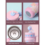 Pink Pastel XOXO series, Stainless Steel Tumbler and Water Bottle for Kids & Adults, 540ml