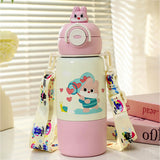 Pink Rabbit Bottomlid Series, Stainless Steel Kids Water Bottle, 480ml