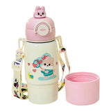 Pink Rabbit Bottomlid Series, Stainless Steel Kids Water Bottle, 480ml