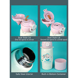 Pink Rabbit Bottomlid Series, Stainless Steel Kids Water Bottle, 480ml