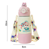 Pink Rabbit Bottomlid Series, Stainless Steel Kids Water Bottle, 480ml