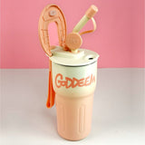 Pink Ombre Shaded Stainless Steel Tumbler Water Bottle, 550ml