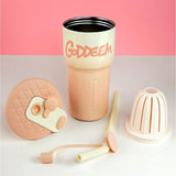 Pink Ombre Shaded Stainless Steel Tumbler Water Bottle, 550ml