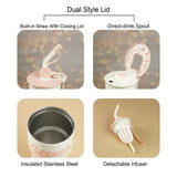 Pink Ombre Shaded Stainless Steel Tumbler Water Bottle, 550ml