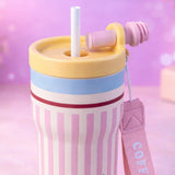 Pink Stripes,  Rich Series, Stainless Steel Tumbler and Water Bottle for Kids, Teens and Adults, 560 ml