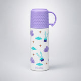 Purple Checks Cup Lid Design, Sleek Stainless Steel Thermos & Water Bottle for Kids, 350ml