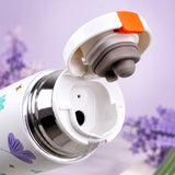 Purple Checks Cup Lid Design, Sleek Stainless Steel Thermos & Water Bottle for Kids, 350ml
