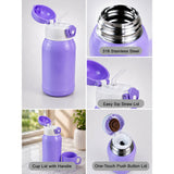 Purple Bear Design, Two Lid Series with Plush Cover, Stainless Steel Water Bottle & Hot thermos flask for Kids and Toddlers, 500ml