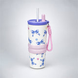 Purple Bows, Good Time Series, Stainless Steel Tumbler and Water Bottle for Kids & Adults, 710ml