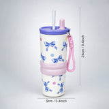Purple Bows, Good Time Series, Stainless Steel Tumbler and Water Bottle for Kids & Adults, 710ml