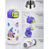 Purple Lid, Fruit Buddy Series, Stainless Steel Water Bottle for Kids, 700ml